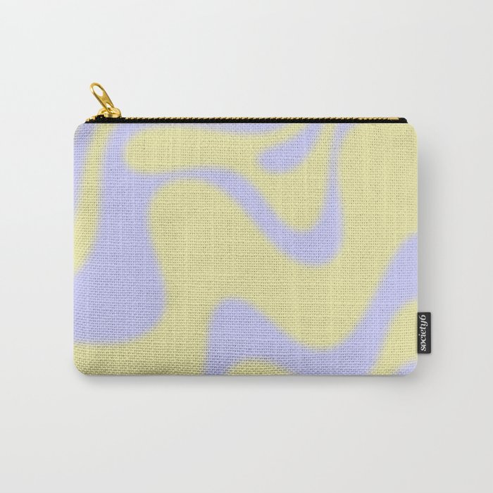 Dreamy Retro Liquid Swirl Contemporary Abstract 2 in Butter Yellow and Lavender Pastel Carry All Pouch Gallery Image 1