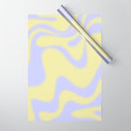 Dreamy Retro Liquid Swirl Contemporary Abstract 2 in Butter Yellow and Lavender Pastel Wrapping Paper Gallery Image 1
