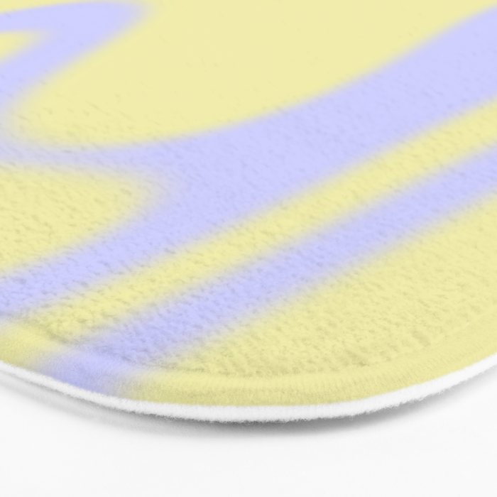 Dreamy Retro Liquid Swirl Contemporary Abstract 2 in Butter Yellow and Lavender Pastel Bath Mat Gallery Image 3