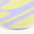 Dreamy Retro Liquid Swirl Contemporary Abstract 2 in Butter Yellow and Lavender Pastel Bath Mat Gallery Image 3