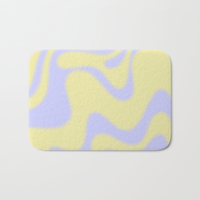 Dreamy Retro Liquid Swirl Contemporary Abstract 2 in Butter Yellow and Lavender Pastel Bath Mat Gallery Image 1