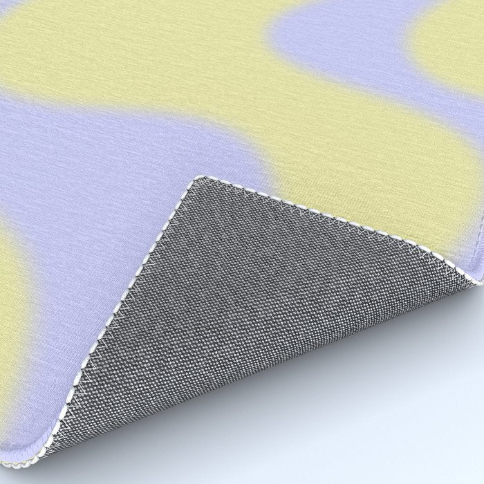 Dreamy Retro Liquid Swirl Contemporary Abstract 2 in Butter Yellow and Lavender Pastel Rug Gallery Image 4