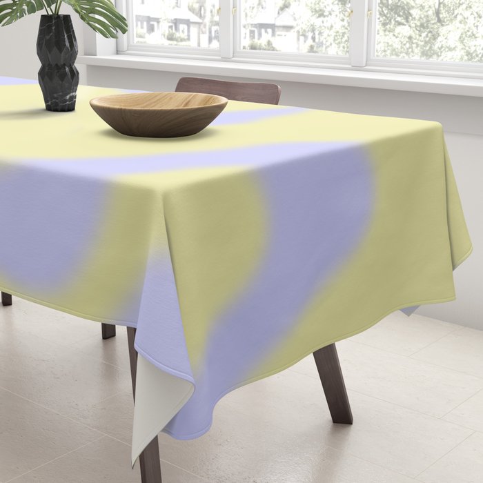 Dreamy Retro Liquid Swirl Contemporary Abstract 2 in Butter Yellow and Lavender Pastel Tablecloth Gallery Image 3
