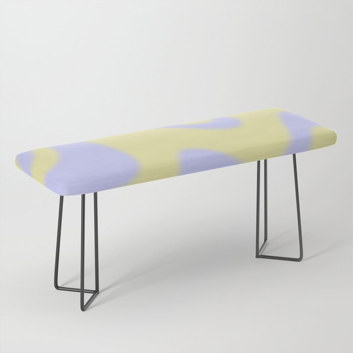 Dreamy Retro Liquid Swirl Contemporary Abstract 2 in Butter Yellow and Lavender Pastel Bench Gallery Image 1
