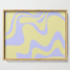 Dreamy Retro Liquid Swirl Contemporary Abstract 2 in Butter Yellow and Lavender Pastel Serving Tray Gallery Image 1