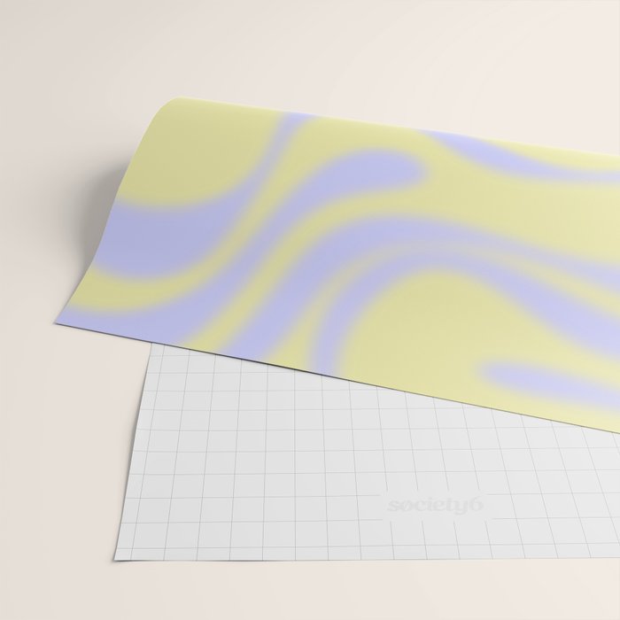 Dreamy Retro Liquid Swirl Contemporary Abstract 2 in Butter Yellow and Lavender Pastel Wrapping Paper Gallery Image 2