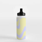 Dreamy Retro Liquid Swirl Contemporary Abstract 2 in Butter Yellow and Lavender Pastel Water Bottle Gallery Image 2