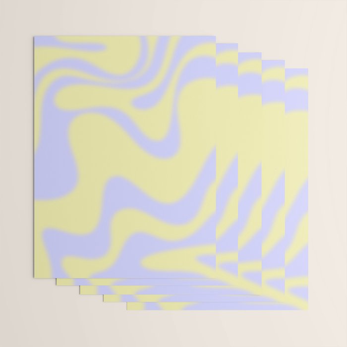 Dreamy Retro Liquid Swirl Contemporary Abstract 2 in Butter Yellow and Lavender Pastel Wrapping Paper Gallery Image 3