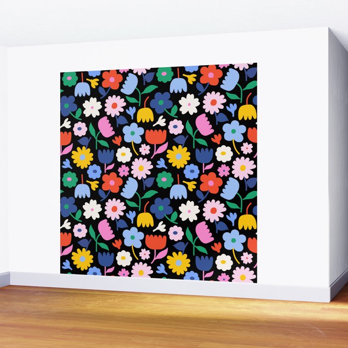 Floral Medley - night Wall Mural Gallery Image 2