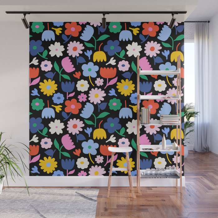 Floral Medley - night Wall Mural Gallery Image 1