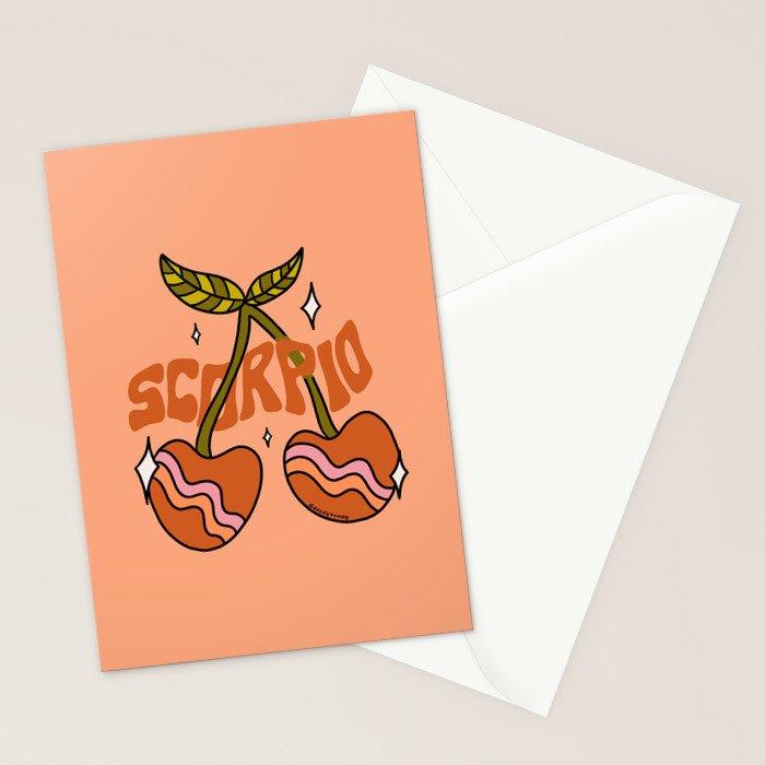Scorpio Cherries Stationery Card Gallery Image 2