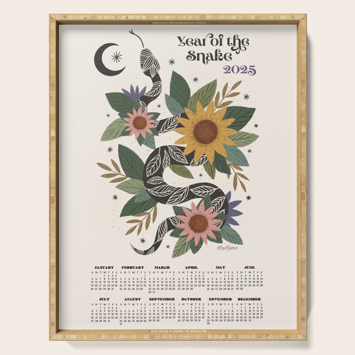  Year of the Snake - 2025 Calendar - Light Serving Tray Gallery Image 1
