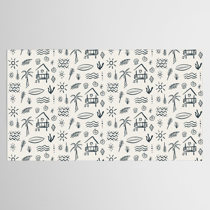 Modern Surf Shack . Navy Tablecloth Gallery Image 2