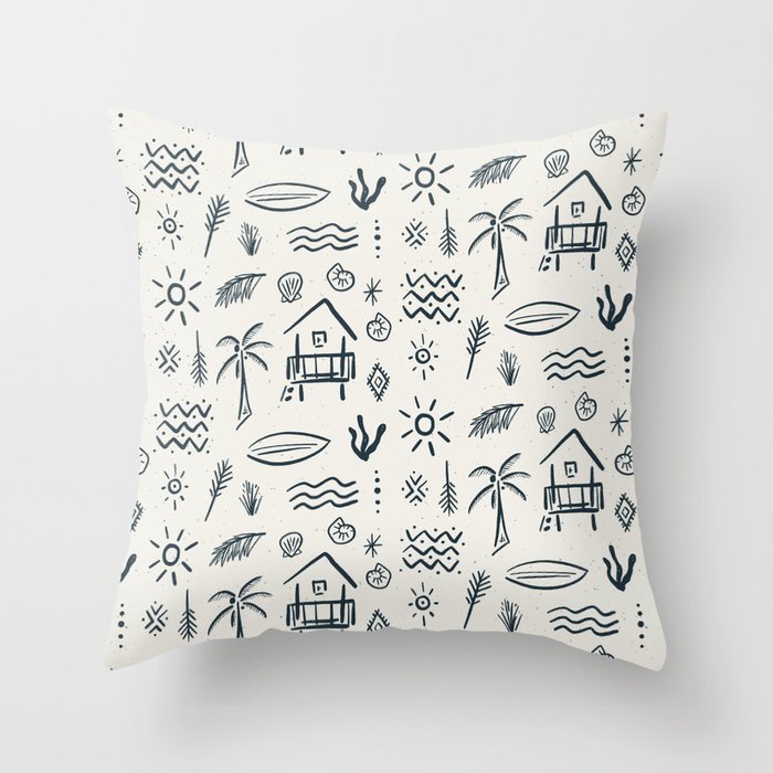 Modern Surf Shack . Navy Throw Pillow Gallery Image 1
