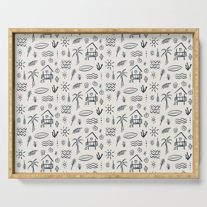 Modern Surf Shack . Navy Serving Tray Gallery Image 1