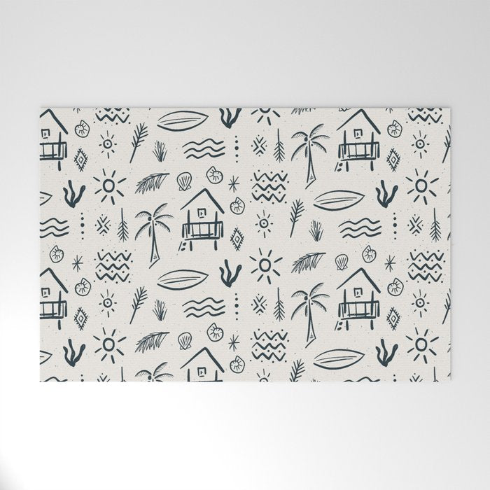 Modern Surf Shack . Navy Welcome Mat Gallery Image 1