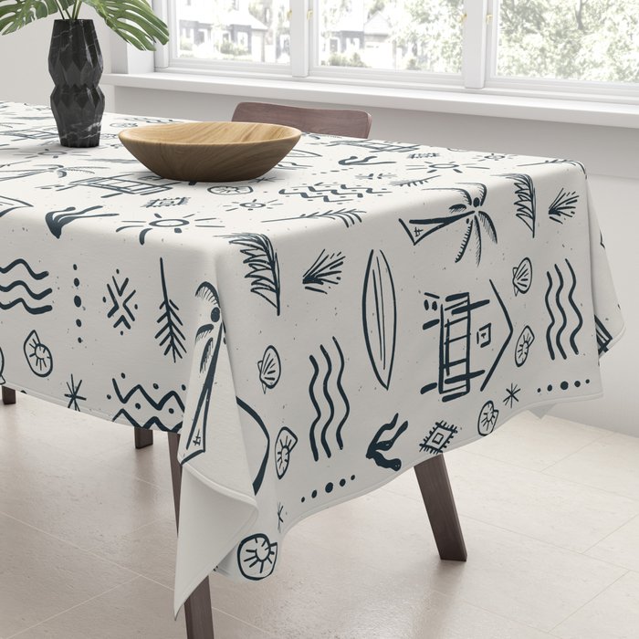 Modern Surf Shack . Navy Tablecloth Gallery Image 3
