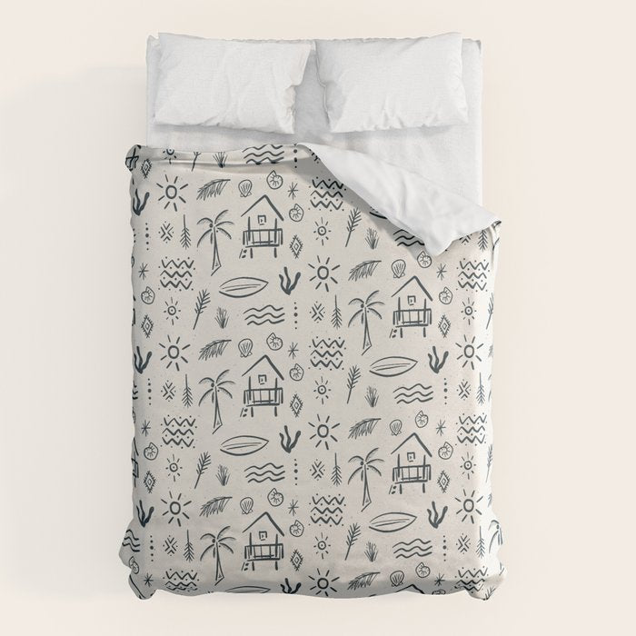 Modern Surf Shack . Navy Duvet Cover Gallery Image 6