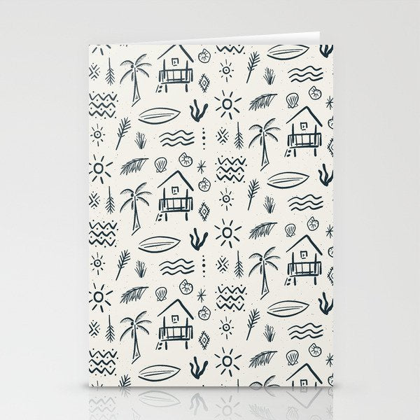 Modern Surf Shack . Navy Stationery Card Gallery Image 1