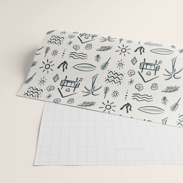 Modern Surf Shack . Navy Wrapping Paper Gallery Image 2