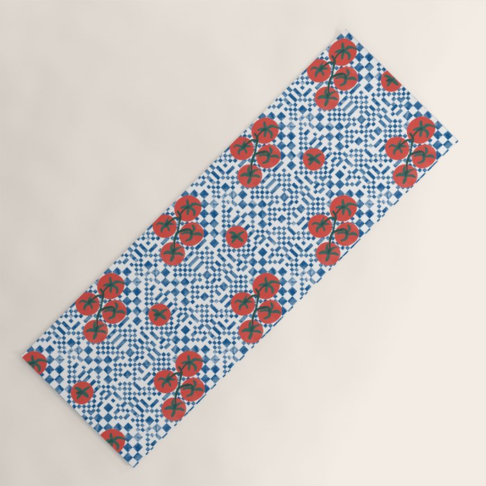 Tomatoes Checkered Grid Yoga Mat Gallery Image 1