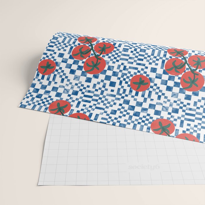 Tomatoes Checkered Grid Wrapping Paper Gallery Image 2