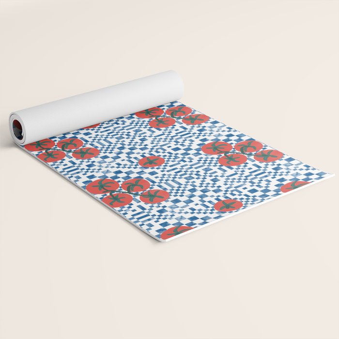 Tomatoes Checkered Grid Yoga Mat Gallery Image 2