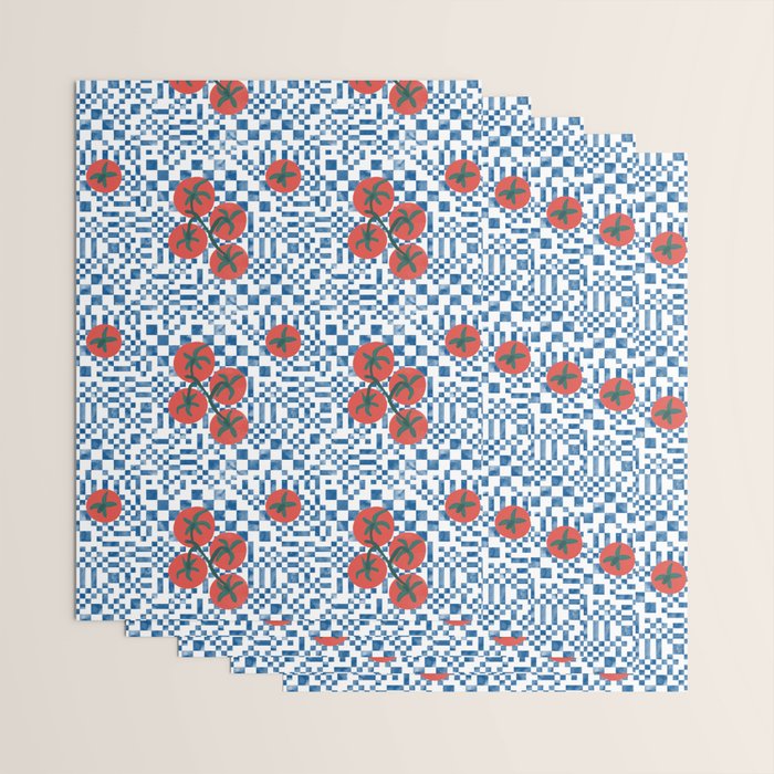 Tomatoes Checkered Grid Wrapping Paper Gallery Image 3