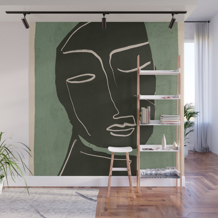 Minimal Abstract Art Face 2 Wall Mural Gallery Image 1