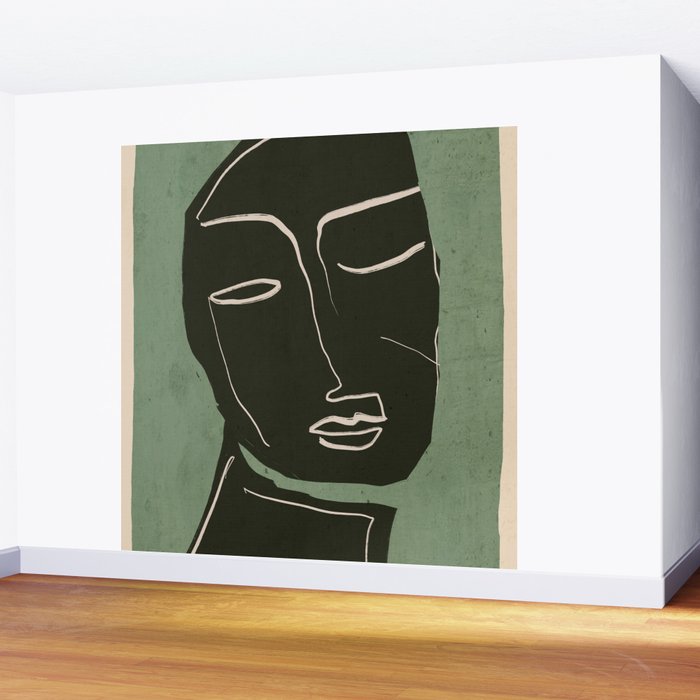 Minimal Abstract Art Face 2 Wall Mural Gallery Image 2