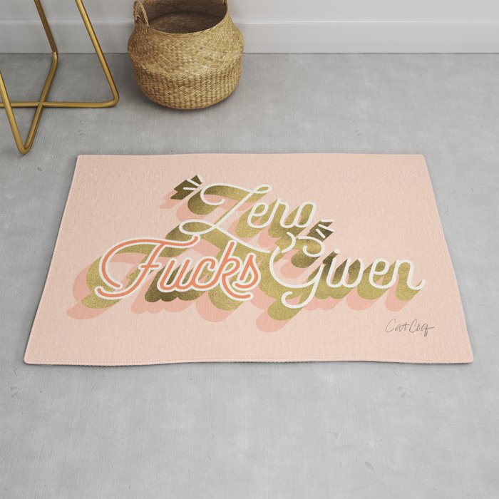 Zero F*cks Given - Blush & Gold Palette Rug Gallery Image 1