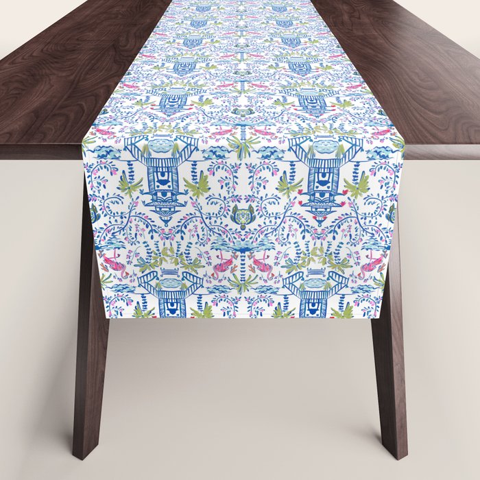 Colorful Coastal Chinoiserie  Table Runner Gallery Image 1