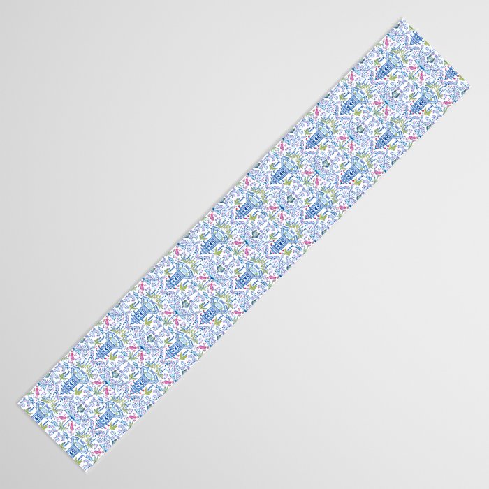 Colorful Coastal Chinoiserie  Table Runner Gallery Image 3