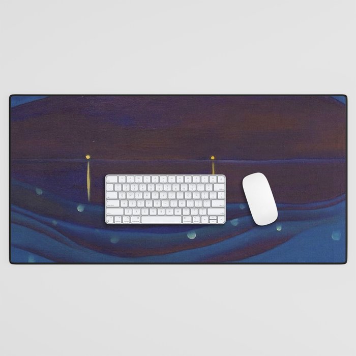 Starlight Night, Lake George, New York landscape painting by Georgia O'Keeffe Desk Mat Gallery Image 1