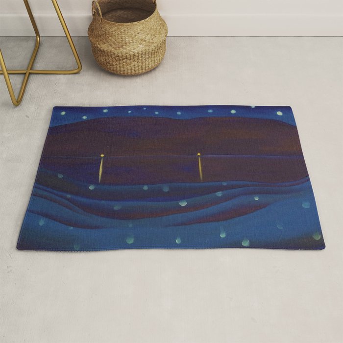 Starlight Night, Lake George, New York landscape painting by Georgia O'Keeffe Rug Gallery Image 1