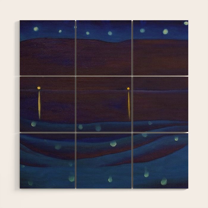 Starlight Night, Lake George, New York landscape painting by Georgia O'Keeffe Wood Wall Art Gallery Image 1