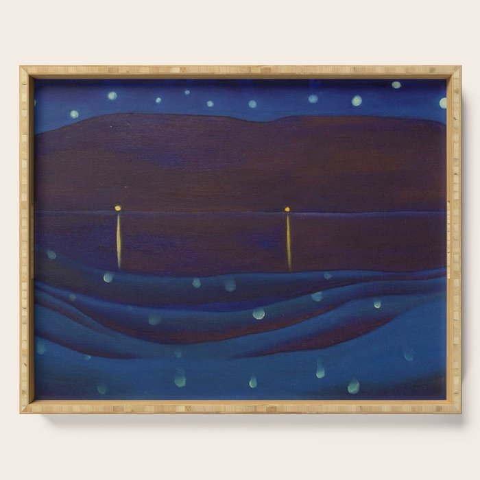 Starlight Night, Lake George, New York landscape painting by Georgia O'Keeffe Serving Tray Gallery Image 1