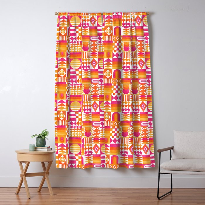 Geometric Tapestry - Summer Sunshine  Window Curtain Gallery Image 1