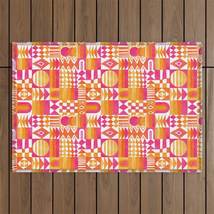 Geometric Tapestry - Summer Sunshine  Outdoor Rug Gallery Image 1