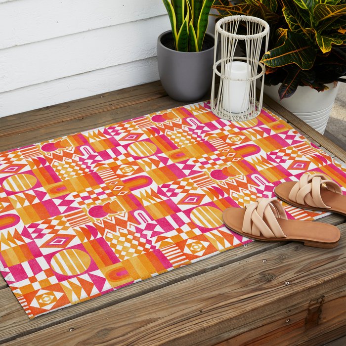 Geometric Tapestry - Summer Sunshine  Outdoor Rug Gallery Image 2
