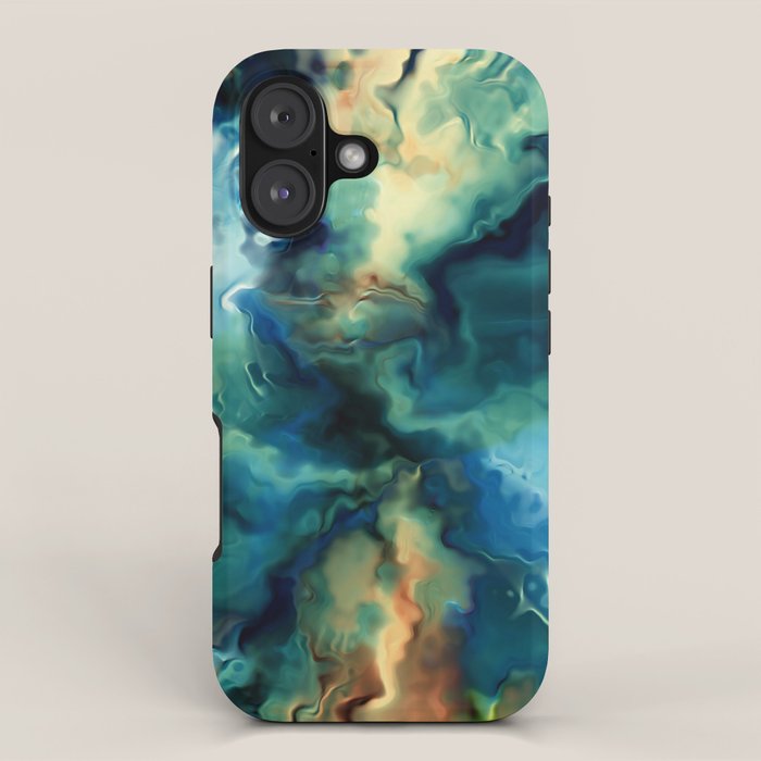 Marbled Ocean Abstract, Navy, Blue, Teal, Green iPhone Case Gallery Image 1