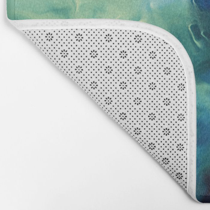 Marbled Ocean Abstract, Navy, Blue, Teal, Green Bath Mat Gallery Image 2
