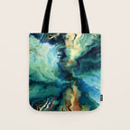 Marbled Ocean Abstract, Navy, Blue, Teal, Green Tote Bag Gallery Image 1