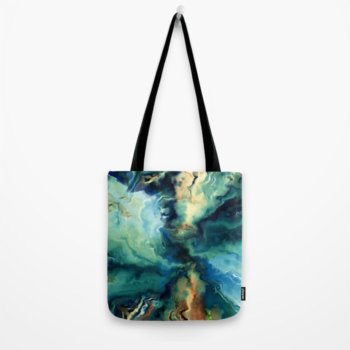 Marbled Ocean Abstract, Navy, Blue, Teal, Green Tote Bag Gallery Image 2