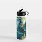 Marbled Ocean Abstract, Navy, Blue, Teal, Green Water Bottle Gallery Image 1