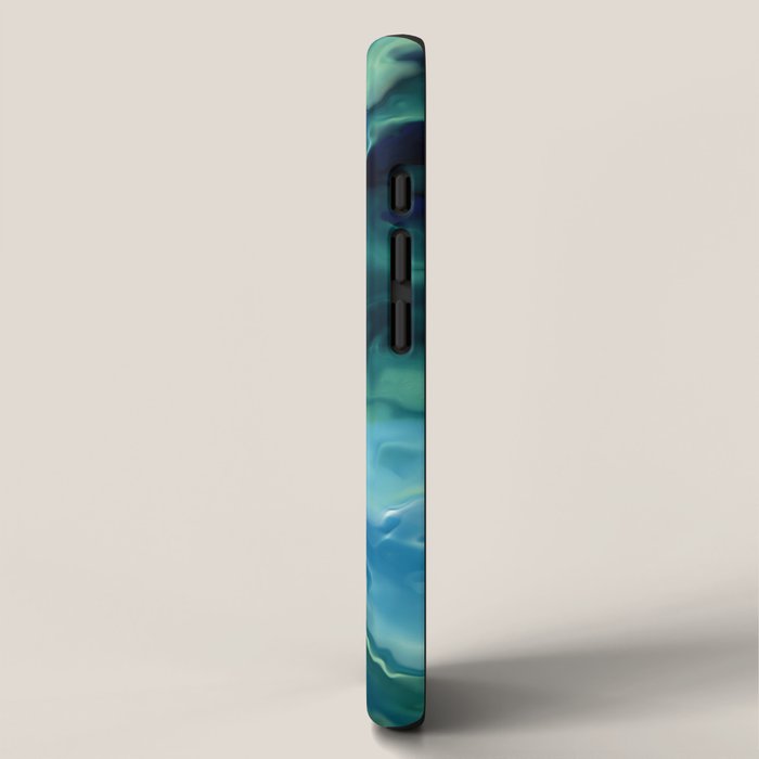 Marbled Ocean Abstract, Navy, Blue, Teal, Green iPhone Case Gallery Image 2