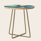 Marbled Ocean Abstract, Navy, Blue, Teal, Green Side Table Gallery Image 1