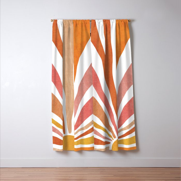 Retro abstract sun in pink, peach, yellow, orange Window Curtain Gallery Image 3