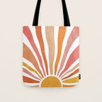 Retro abstract sun in pink, peach, yellow, orange Tote Bag Gallery Image 1