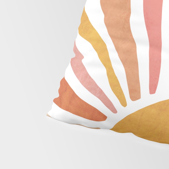 Retro abstract sun in pink, peach, yellow, orange Pillow Sham Gallery Image 4